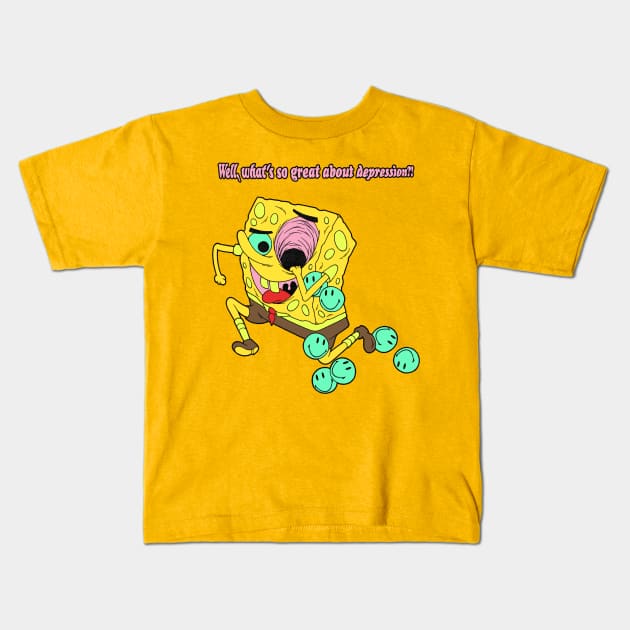 sentient sponge has critical thought Kids T-Shirt by Moon Toboggan